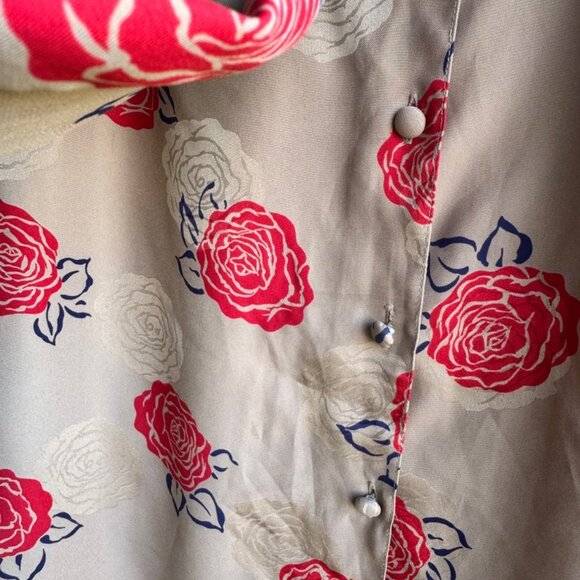 Marlisa by Elle Designs Long Sleeve Tie Neck Button Up Floral Blouse Size 12 - Picture 5 of 9